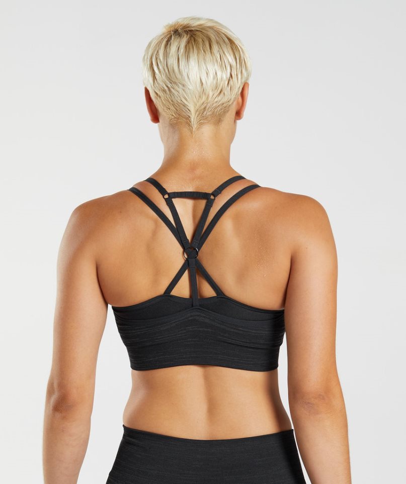 Women's Gymshark Adapt Marl Seamless Sports Bra Black | NZ 8TIJOC